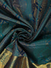 Teal Green and Blue Geometric Zari Woven Design Pure Kanchipuram Silk Saree with Zari Border