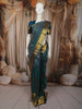 Teal Green and Blue Geometric Zari Woven Design Pure Kanchipuram Silk Saree with Zari Border