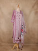 Teal Pink Embroidered Cotton Salwar Suit with Floral Printed Dupatta