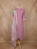 Teal Pink Embroidered Cotton Salwar Suit with Floral Printed Dupatta