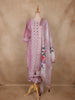 Teal Pink Embroidered Cotton Salwar Suit with Floral Printed Dupatta