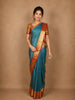 Teal Blue Butta Woven Design Pure Kanchipuram Silk Saree with Contrast Zari Border