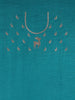 Teal Blue Deer Motif Embroidered Georgette Saree - Diadem