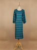 Teal Blue Floral Design Cotton Kurti - Diadem
