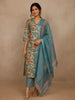 Teal Blue Floral Design Cotton Salwar Suit