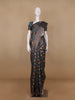 Teal Blue Floral Designed Chanderi Cotton Saree - Diadem