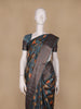 Teal Blue Floral Designed Chanderi Cotton Saree - Diadem