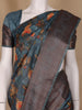 Teal Blue Floral Designed Chanderi Cotton Saree - Diadem
