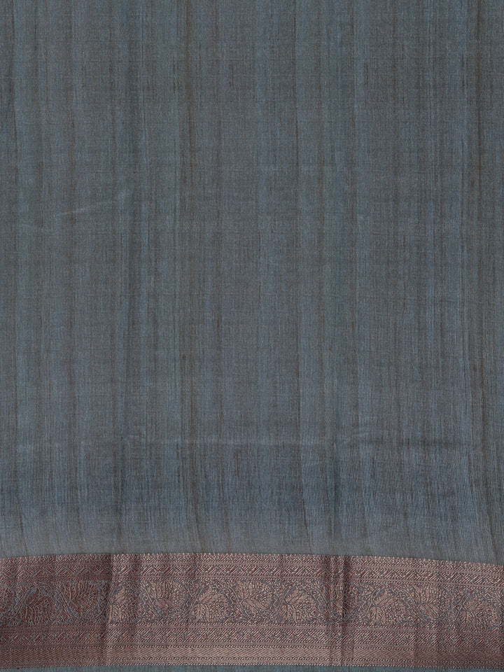 Teal Blue Floral Designed Chanderi Cotton Saree - Diadem