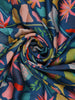 Teal Blue Floral Designed Satin Saree - Diadem