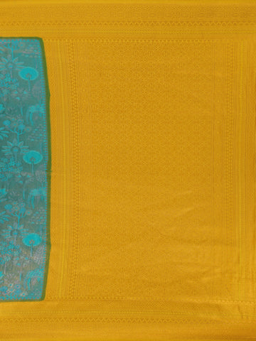 Teal Blue Floral Designed Soft Silk Saree - Diadem