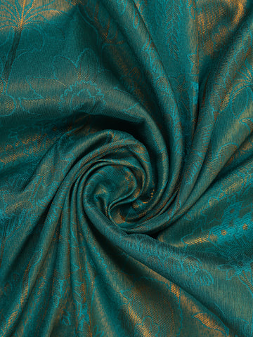 Teal Blue Floral Designed Soft Silk Saree - Diadem