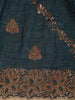 Teal Blue Floral Embellished Chiffon Saree - Diadem