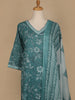 Teal Blue Floral Printed Cotton Salwar Suit - Diadem