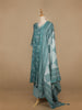 Teal Blue Floral Printed Cotton Salwar Suit - Diadem