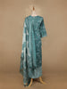 Teal Blue Floral Printed Cotton Salwar Suit - Diadem
