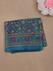 Teal Blue Floral Prints Fancy Cotton Saree - Diadem