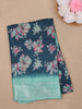 Teal Blue Floral Prints Fancy Georgette Saree - Diadem