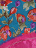 Teal Blue Floral Prints Fancy Georgette Saree - Diadem