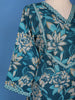 Teal Blue Floral and Striped Printed Design Cotton Salwar Suit - Diadem