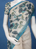 Teal Blue Kalamkari Inspired Floral Printed Cotton Saree - Diadem