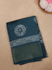 Teal Blue Paisley Circle Motif Printed Cotton Saree - Diadem