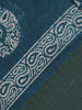 Teal Blue Paisley Circle Motif Printed Cotton Saree - Diadem