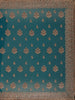 Teal Blue Paisley Embroidered Chiffon Saree - Diadem