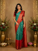 Teal Blue Stripes Zari Design Silk Saree