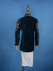 Teal Blue Velvet Floral Embroidery Sherwani And Pant Set - Diadem