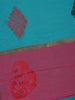 Teal Blue paisley motifs Designed Cotton Saree - Diadem