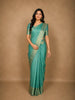 Teal Green Floral Butta Woven Design Pure Kanchipuram Silk Saree with Zari Border