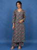 Teal Green Floral Design Chiffon Straight Cut Salwar Suit