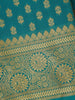 Teal Green Floral Design Silk Saree - Diadem