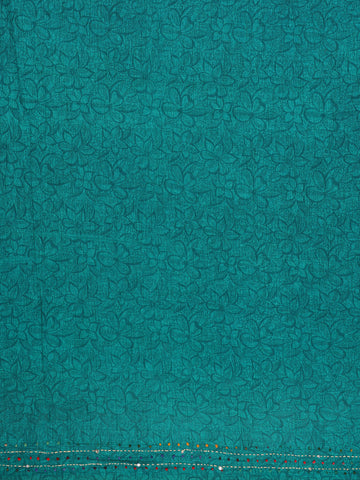 Teal Green Floral Designed Chanderi Cotton Saree - Diadem