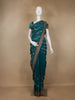 Teal Green Floral Embellished Chiffon Saree - Diadem