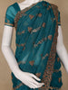 Teal Green Floral Embellished Chiffon Saree - Diadem