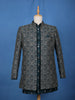 Teal Green Floral Embroidered Jacquard Sherwani Suit - Diadem
