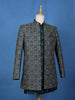 Teal Green Floral Embroidered Jacquard Sherwani Suit - Diadem