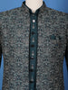 Teal Green Floral Embroidered Jacquard Sherwani Suit - Diadem