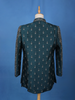 Teal Green Floral Embroidered Jacquard Sherwani Suit - Diadem