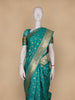 Teal Green Floral Motifs Zari Weaving Soft Silk Saree - Diadem