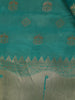 Teal Green Floral Motifs Zari Weaving Soft Silk Saree - Diadem