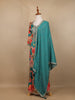 Teal Green Sequins Design Floral Print Tussar Silk Plazzo Salwar - Diadem