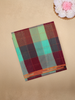 Teal and Maroon Checked Design Cotton Saree with Contrast Border