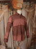 Terracotta Brown Striped Woven Design Cotton Formal Wear Full Sleeve Men Shirt