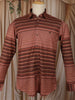 Terracotta Brown Striped Woven Design Cotton Formal Wear Full Sleeve Men Shirt