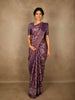 Terracotta Plum Purple Abstract Printed Design Semi Tussar Saree