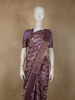 Terracotta Plum Purple Abstract Printed Design Semi Tussar Saree