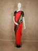 Tomato Red Butta Woven Design Pure Kanchipuram Silk Saree with Contrast  Peacock Motif Zari Border